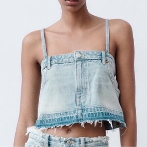 Zara denim Crop top NWT SZ M